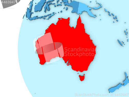 Image of Australia on blue globe