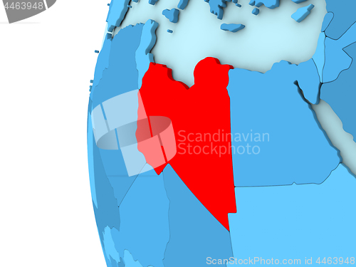 Image of Libya on blue globe