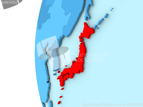 Image of Japan on blue globe