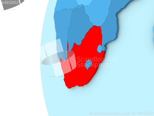 Image of South Africa on blue globe