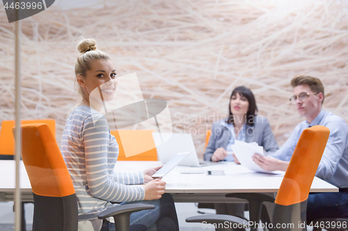 Image of Business Team At A Meeting at modern office building