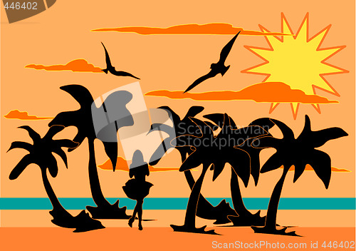 Image of Woman at Beach Silhouette