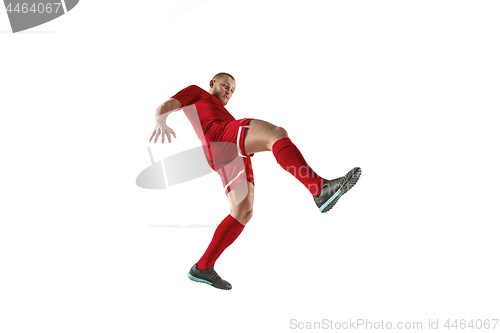 Image of Professional football soccer player isolated on white background