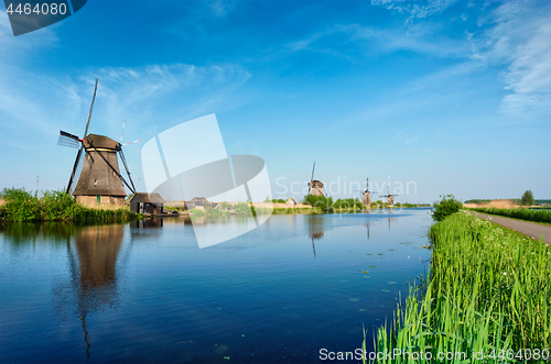 Image of Windmills at Kinderdijk in Holland. Netherlands