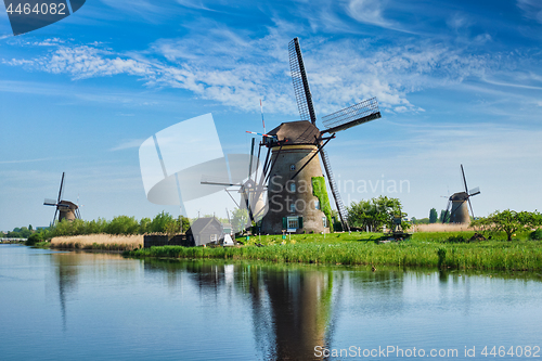 Image of Windmills at Kinderdijk in Holland. Netherlands