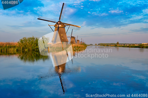 Image of Windmills at Kinderdijk in Holland. Netherlands