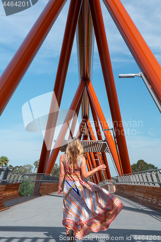 Image of Woman on Yandhai Nepean Crossing bridge Penrith