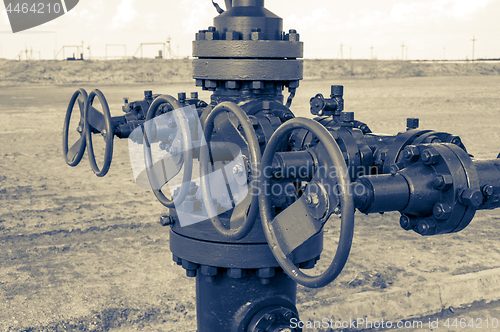 Image of Wellhead with valve armature.