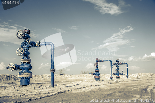 Image of Wellhead with valve armature. 