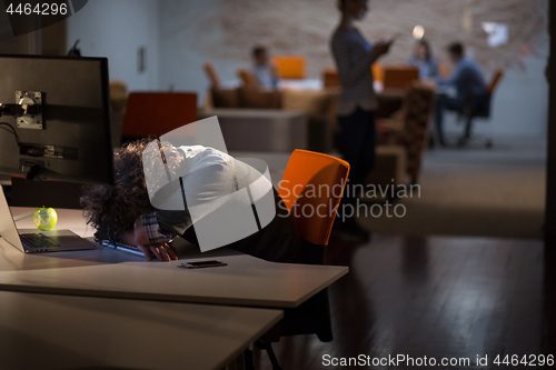 Image of businessman relaxing at the desk