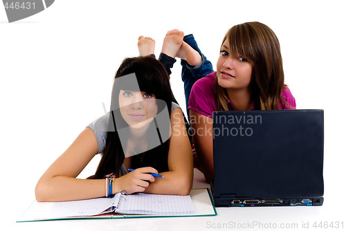 Image of Teenager girls studying 