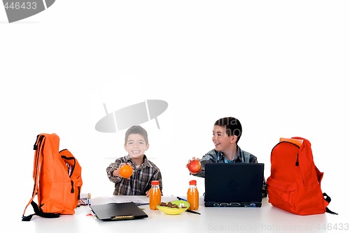 Image of Boys doing homework
