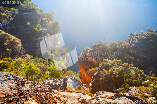 Image of Sunlight in the sandstone cliff walls, Blue Mountains