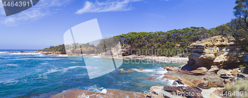 Image of Rocky coastal cove in south coast NSW Australia panorama