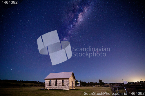 Image of Mikly Way over rustic country church