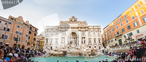 Image of Tourists visiting the Trevi Fountain, most iconic fountains in the world, Rome, Italy.