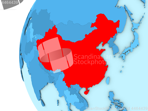 Image of China on blue globe