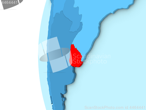 Image of Uruguay on blue globe