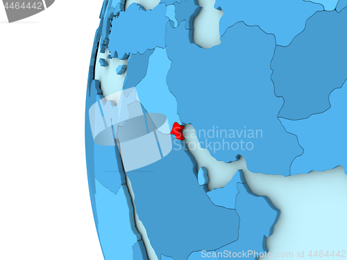 Image of Kuwait on blue globe