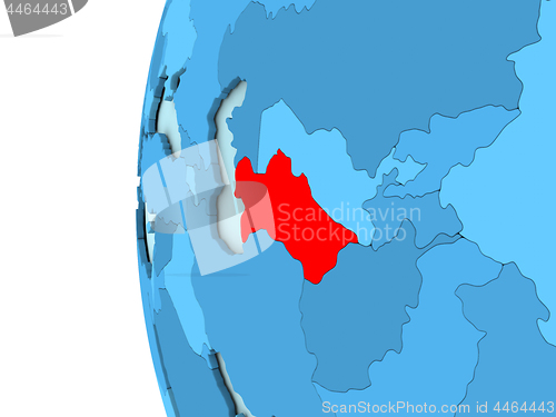 Image of Turkmenistan on blue globe