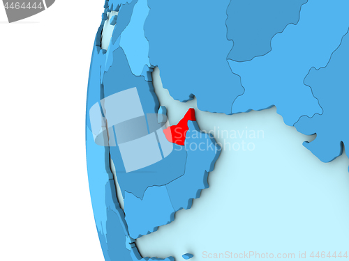 Image of United Arab Emirates on blue globe