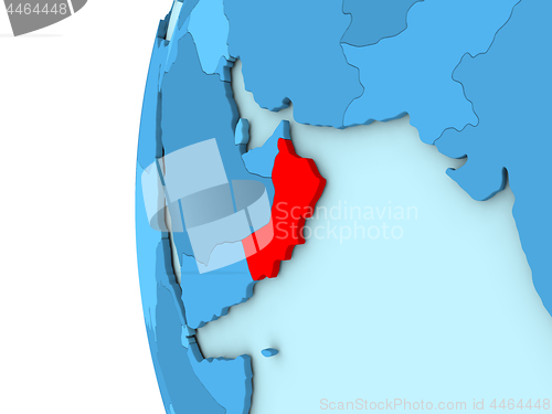 Image of Oman on blue globe