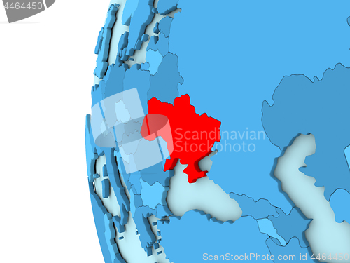 Image of Ukraine on blue globe