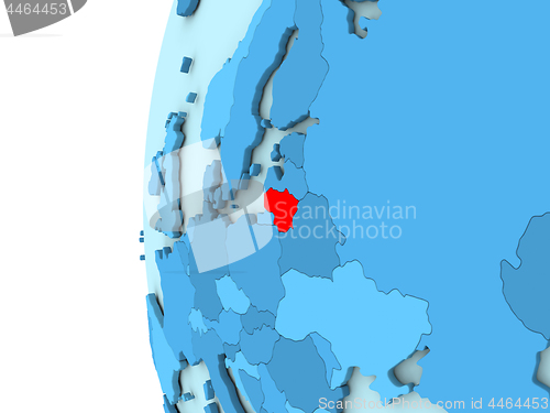 Image of Lithuania on blue globe