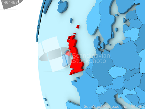 Image of United Kingdom on blue globe
