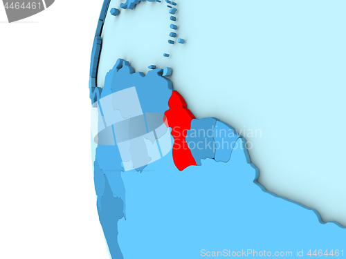 Image of Guyana on blue globe