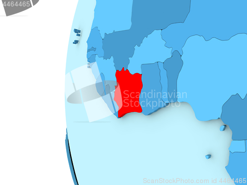 Image of Ivory Coast on blue globe