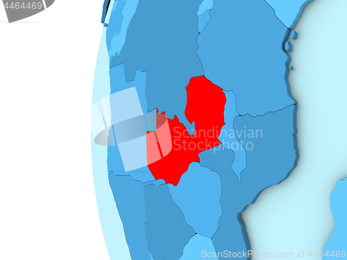 Image of Zambia on blue globe