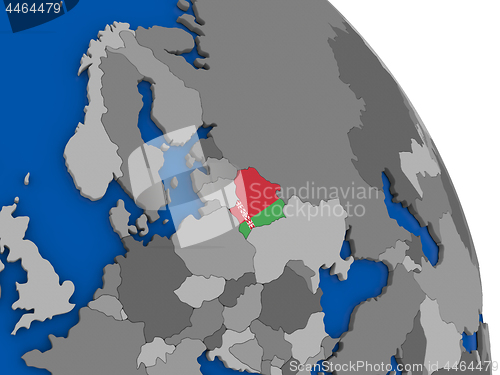 Image of Belarus and its flag on globe