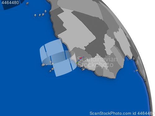 Image of Gambia and its flag on globe