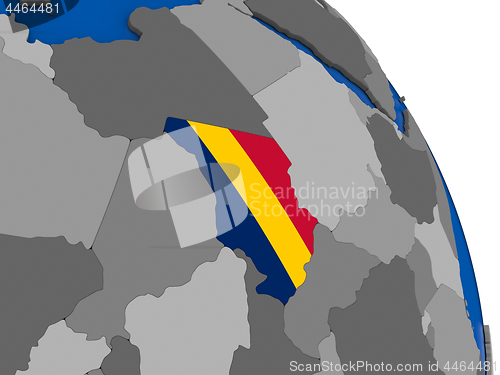 Image of Chad and its flag on globe