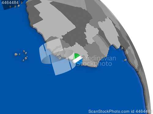 Image of Sierra Leone and its flag on globe