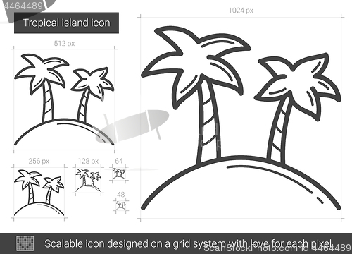 Image of Tropical island line icon.