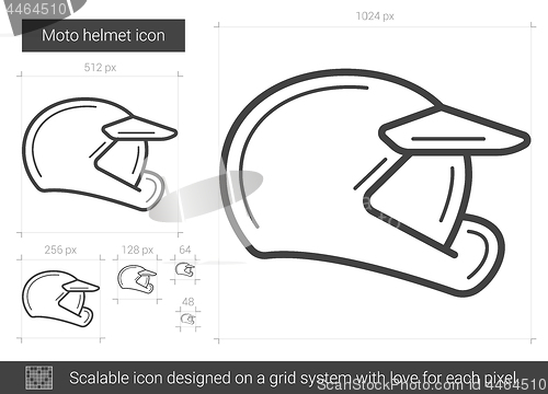 Image of Moto helmet line icon.