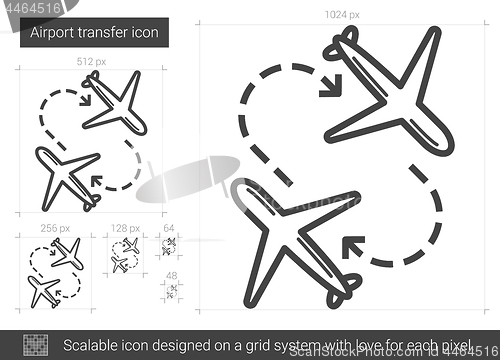 Image of Airport transfer line icon.