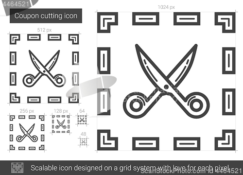 Image of Coupon cutting line icon.