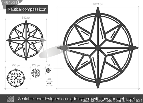 Image of Nautical compass line icon.