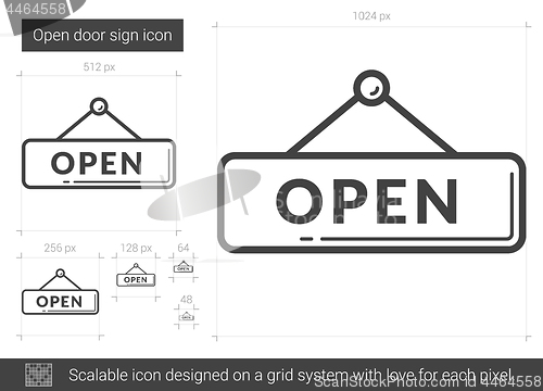 Image of Open door sign line icon.