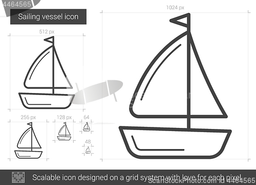 Image of Sailing vessel line icon.