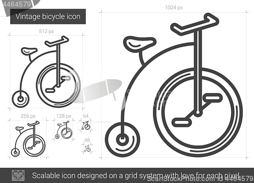 Image of Vintage bicycle line icon.