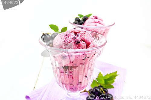 Image of Ice cream with black currant on light board