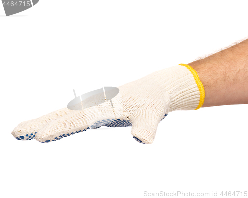 Image of Male hand wearing working glove