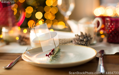 Image of table served for christmas dinner at home