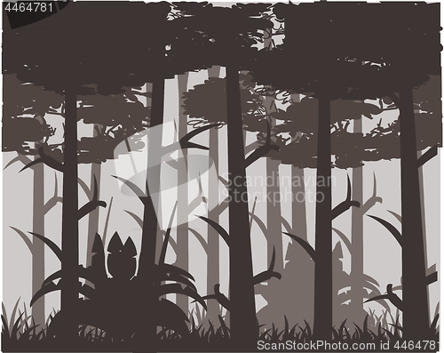 Image of Vector illustration of the silhouette thick wood with bush