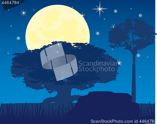 Image of Vector illustration of the night landscape on nature