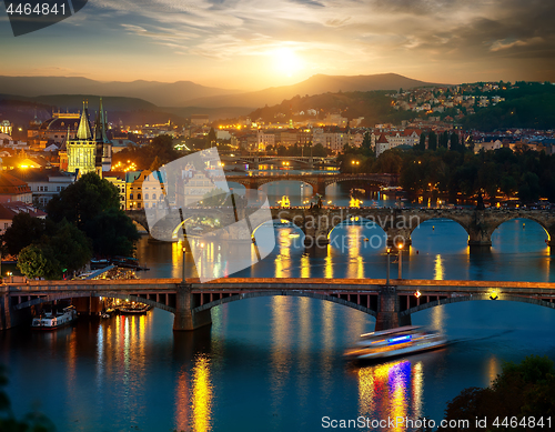 Image of Bridges of Prague in evening